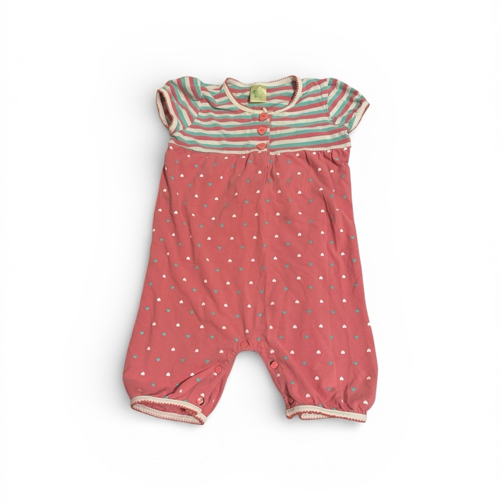 VTG Pumpkin Patch Striped and Polka Dot Toddler Baby Romper 12-18 mo